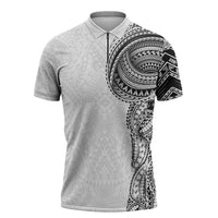 Traditional Polynesian Art Tattoos Zipper Polo Shirt White Color LT03 White - Polynesian Pride