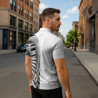 Traditional Polynesian Art Tattoos Zipper Polo Shirt White Color LT03 - Polynesian Pride