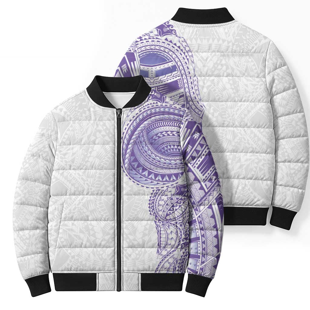 Traditional Polynesian Art Tattoos Bomber Puffer Jacket Purple Color LT03 - Polynesian Pride