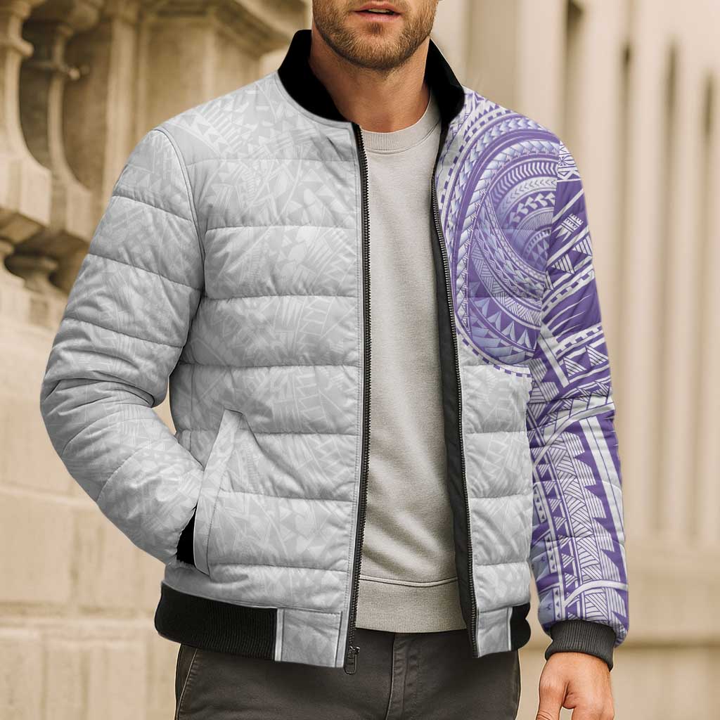 Traditional Polynesian Art Tattoos Bomber Puffer Jacket Purple Color LT03 - Polynesian Pride
