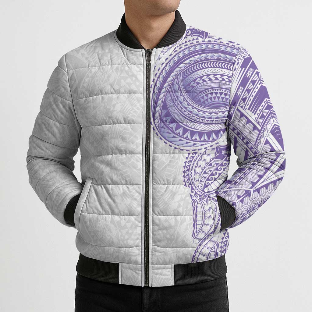 Traditional Polynesian Art Tattoos Bomber Puffer Jacket Purple Color LT03 - Polynesian Pride