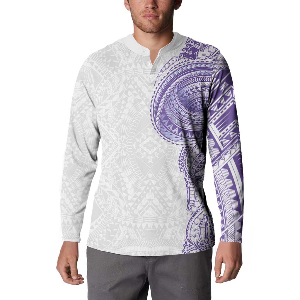 Traditional Polynesian Art Tattoos Button Sweatshirt Purple Color LT03 - Polynesian Pride