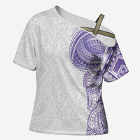 Traditional Polynesian Art Tattoos Cross Shoulder Shirt Purple Color LT03 Female Purple - Polynesian Pride