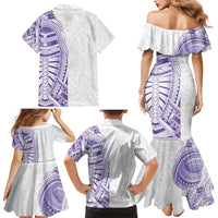 Traditional Polynesian Art Tattoos Family Matching Mermaid Dress and Hawaiian Shirt Purple Color - Polynesian Pride