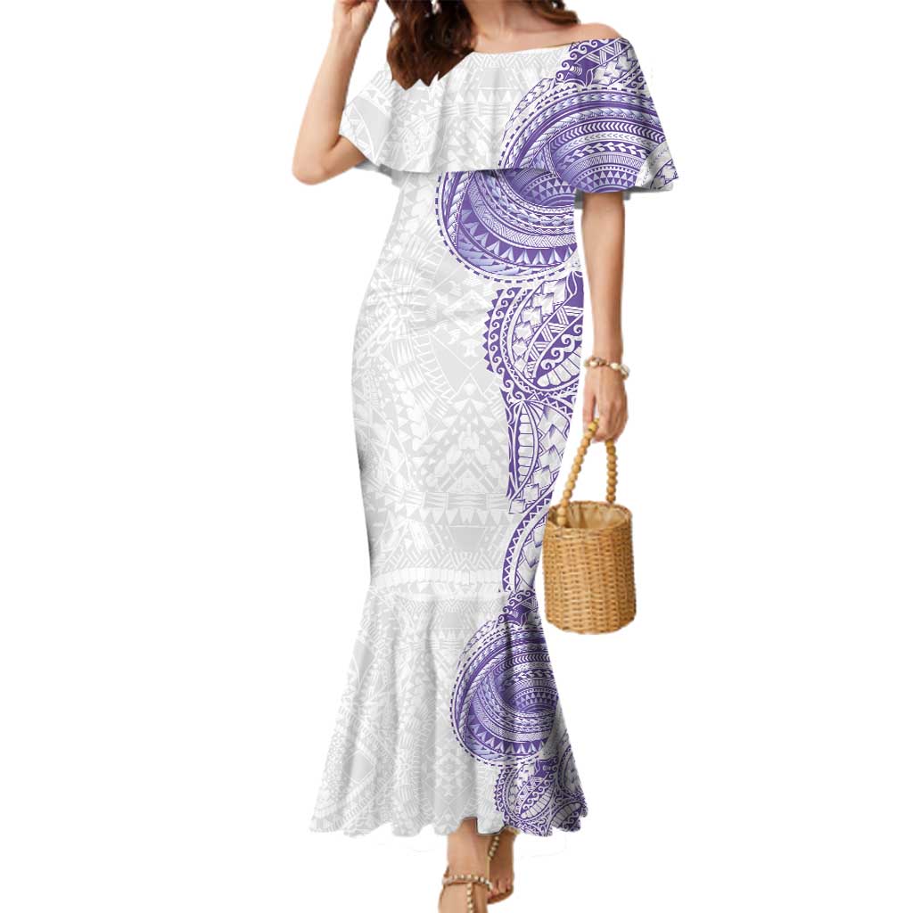 Traditional Polynesian Art Tattoos Family Matching Mermaid Dress and Hawaiian Shirt Purple Color - Polynesian Pride