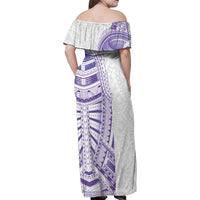 Traditional Polynesian Art Tattoos Family Matching Off Shoulder Maxi Dress and Hawaiian Shirt Purple Color - Polynesian Pride