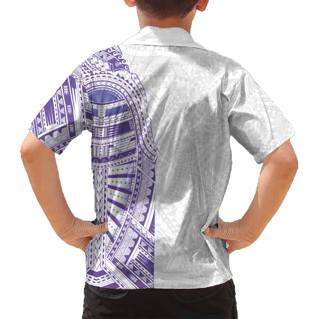 Traditional Polynesian Art Tattoos Family Matching Puletasi and Hawaiian Shirt Purple Color - Polynesian Pride