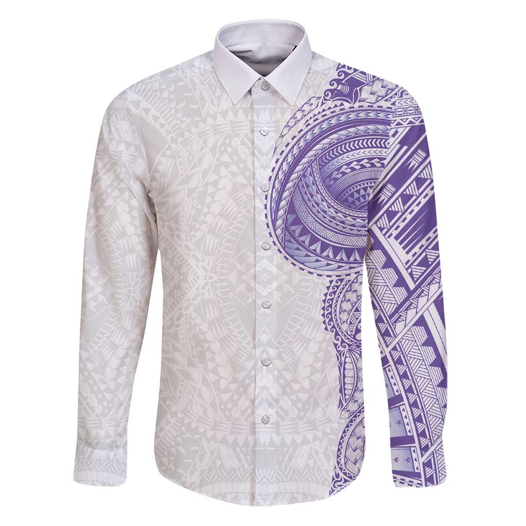 Traditional Polynesian Art Tattoos Family Matching Puletasi and Hawaiian Shirt Purple Color - Polynesian Pride