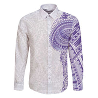 Traditional Polynesian Art Tattoos Family Matching Puletasi and Hawaiian Shirt Purple Color - Polynesian Pride