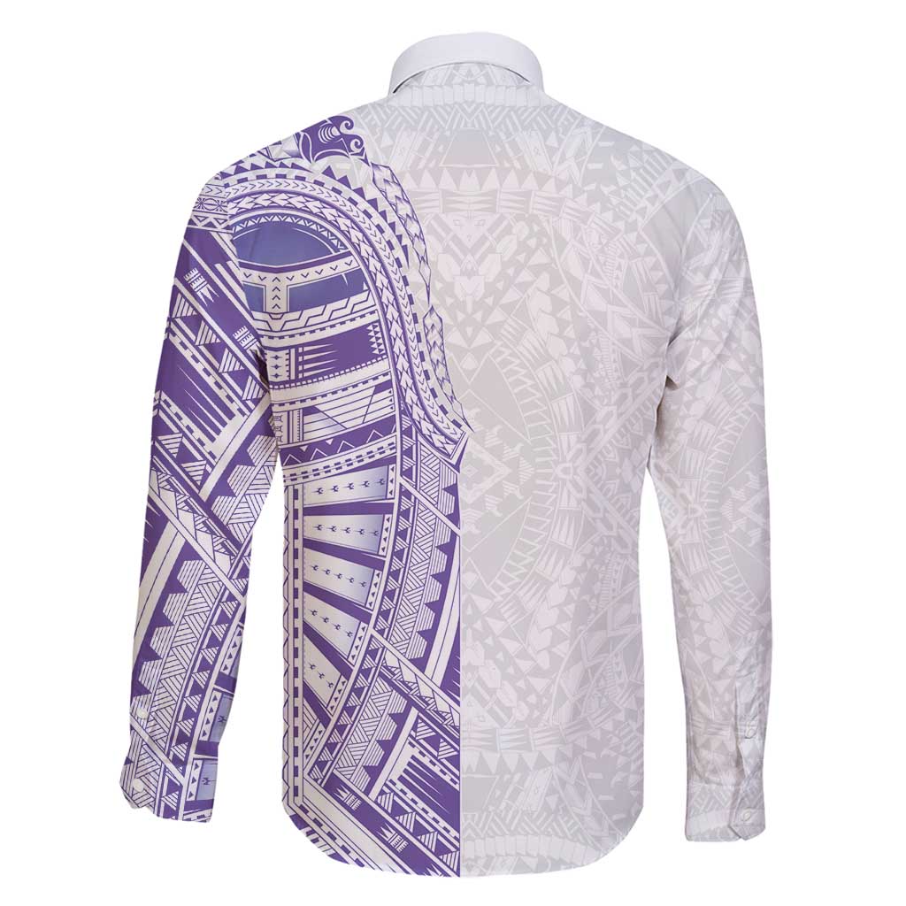 Traditional Polynesian Art Tattoos Family Matching Puletasi and Hawaiian Shirt Purple Color - Polynesian Pride