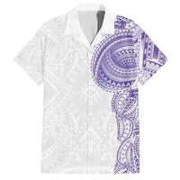 Traditional Polynesian Art Tattoos Family Matching Short Sleeve Bodycon Dress and Hawaiian Shirt Purple Color - Polynesian Pride