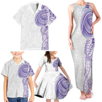 Traditional Polynesian Art Tattoos Family Matching Tank Maxi Dress and Hawaiian Shirt Purple Color - Polynesian Pride