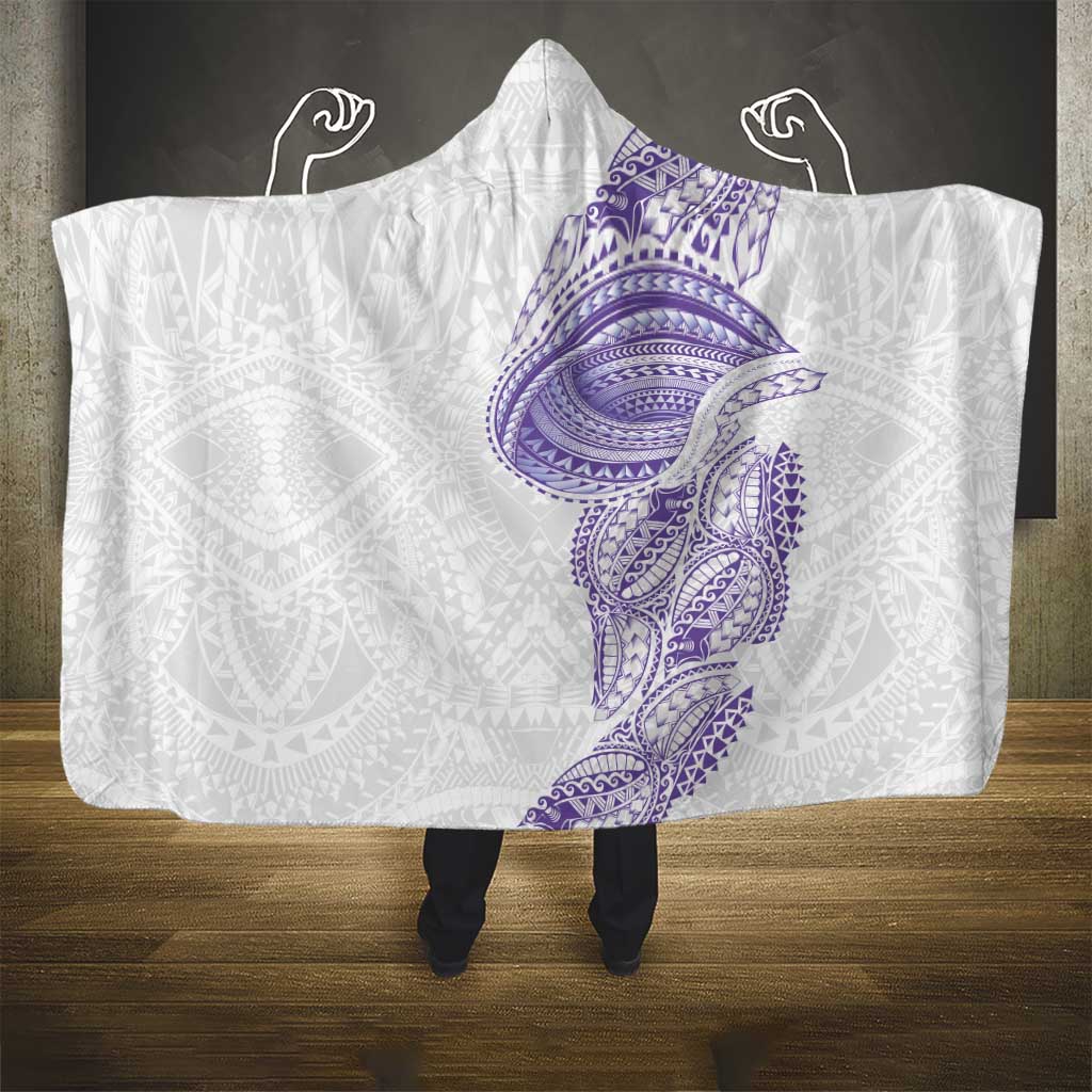 Traditional Polynesian Art Tattoos Hooded Blanket Purple Color - Polynesian Pride