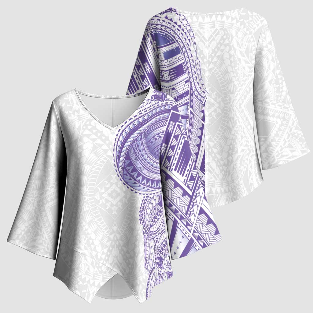 Traditional Polynesian Art Tattoos Kimono Sleeve Blouse Purple Color LT03 - Polynesian Pride