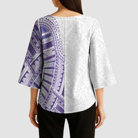 Traditional Polynesian Art Tattoos Kimono Sleeve Blouse Purple Color LT03 - Polynesian Pride