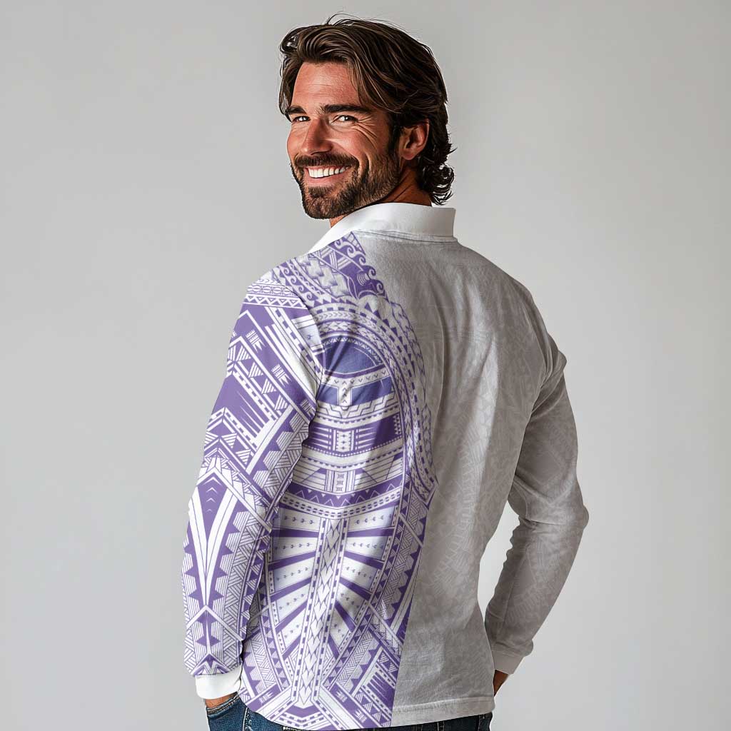 Traditional Polynesian Art Tattoos Long Sleeve Polo Shirt Purple Color LT03 - Polynesian Pride