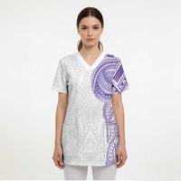 Traditional Polynesian Art Tattoos Scrub Top Purple Color LT03 - Polynesian Pride