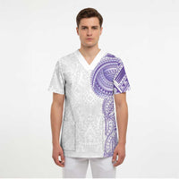 Traditional Polynesian Art Tattoos Scrub Top Purple Color LT03 - Polynesian Pride