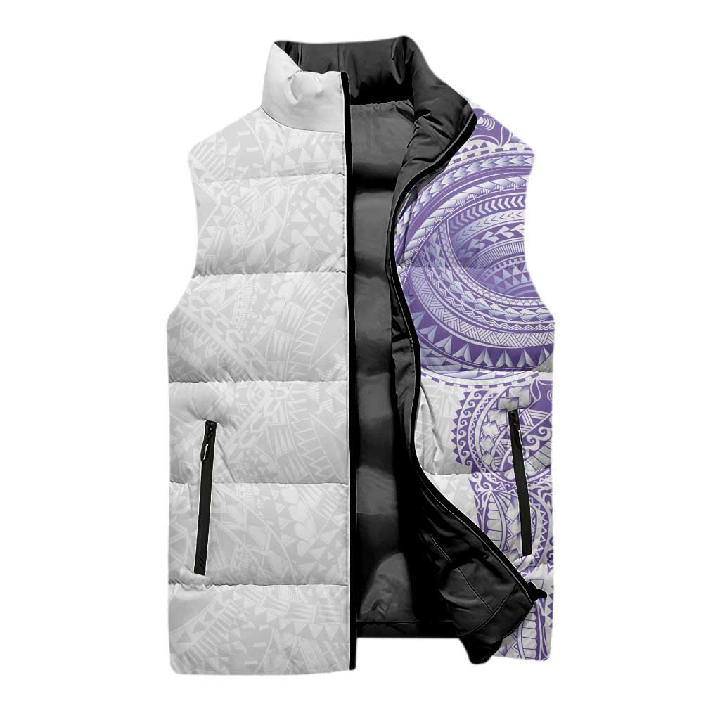 Traditional Polynesian Art Tattoos Sleeveless Puffer Jacket Purple Color LT03 - Polynesian Pride
