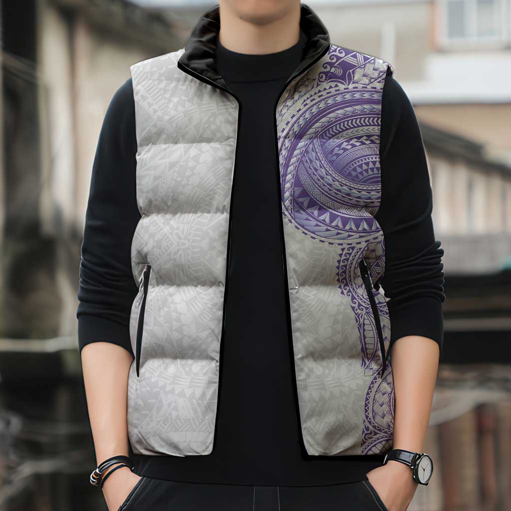 Traditional Polynesian Art Tattoos Sleeveless Puffer Jacket Purple Color LT03 - Polynesian Pride