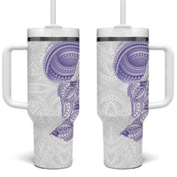 Traditional Polynesian Art Tattoos Tumbler With Handle Purple Color - Polynesian Pride