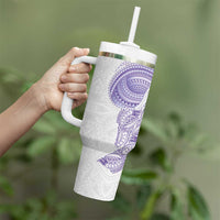 Traditional Polynesian Art Tattoos Tumbler With Handle Purple Color - Polynesian Pride