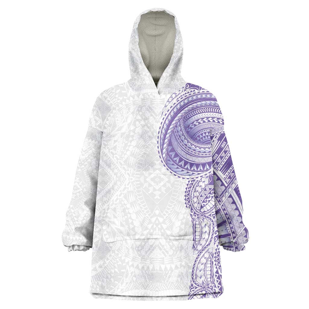 Traditional Polynesian Art Tattoos Wearable Blanket Hoodie Purple Color LT03 One Size Purple - Polynesian Pride