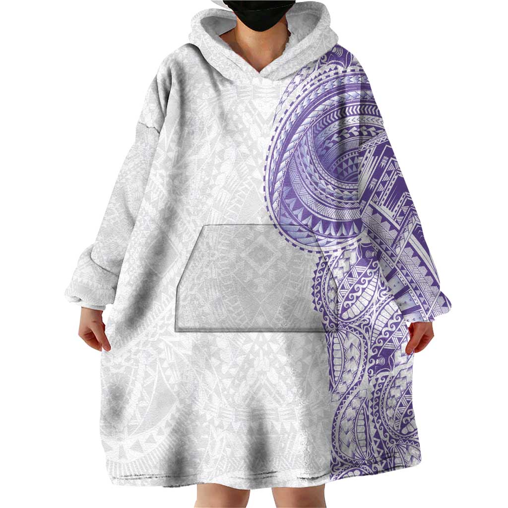 Traditional Polynesian Art Tattoos Wearable Blanket Hoodie Purple Color LT03 - Polynesian Pride