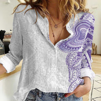 Traditional Polynesian Art Tattoos Women Casual Shirt Purple Color - Polynesian Pride