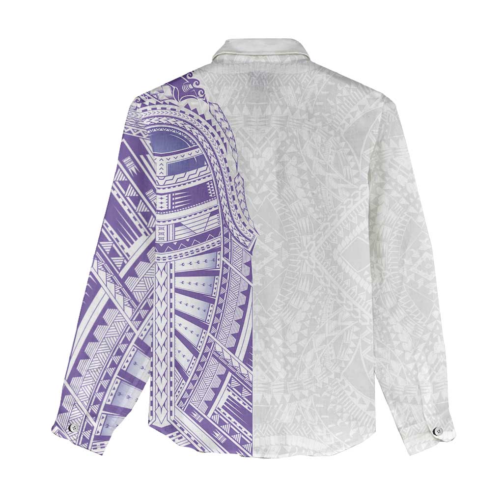 Traditional Polynesian Art Tattoos Women Casual Shirt Purple Color - Polynesian Pride