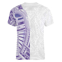 Traditional Polynesian Art Tattoos Women V-Neck T-Shirt Purple Color - Polynesian Pride