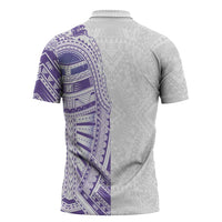 Traditional Polynesian Art Tattoos Zipper Polo Shirt Purple Color LT03 - Polynesian Pride