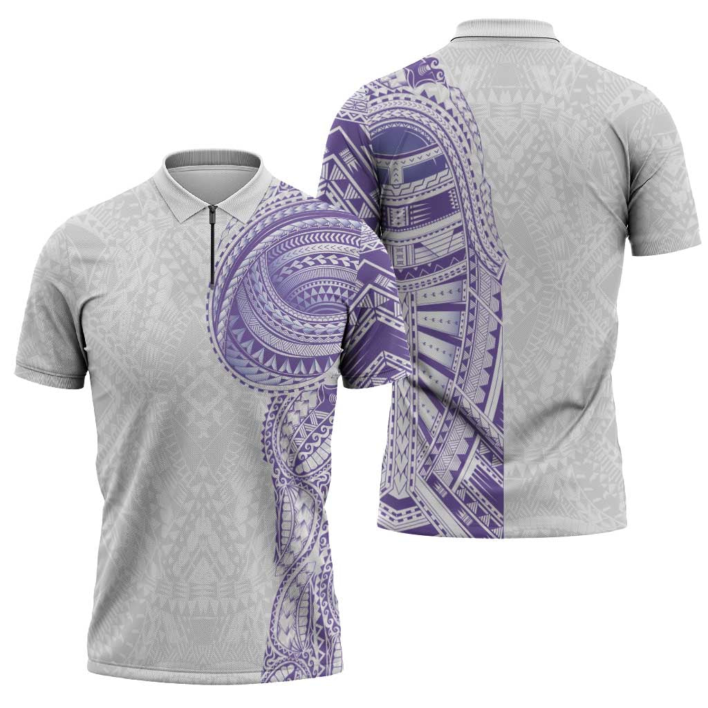 Traditional Polynesian Art Tattoos Zipper Polo Shirt Purple Color LT03 - Polynesian Pride