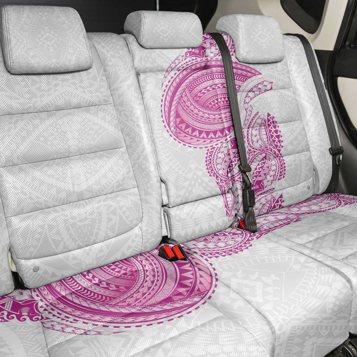 Traditional Polynesian Art Tattoos Back Car Seat Cover Pink Color - Polynesian Pride