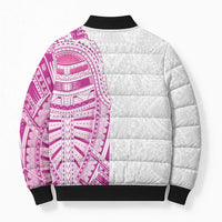 Traditional Polynesian Art Tattoos Bomber Puffer Jacket Pink Color LT03 - Polynesian Pride