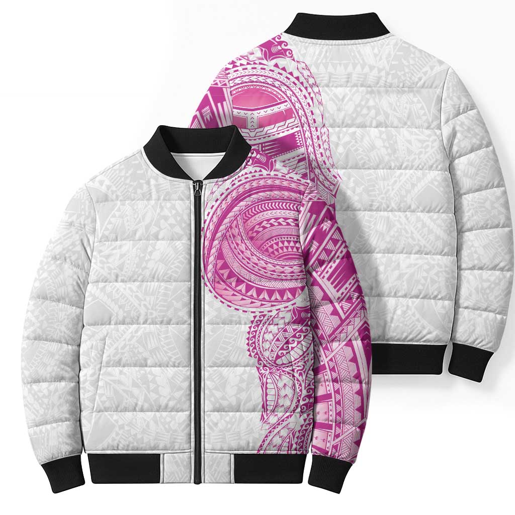 Traditional Polynesian Art Tattoos Bomber Puffer Jacket Pink Color LT03 - Polynesian Pride