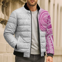 Traditional Polynesian Art Tattoos Bomber Puffer Jacket Pink Color LT03 - Polynesian Pride