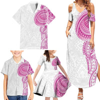 Traditional Polynesian Art Tattoos Family Matching Summer Maxi Dress and Hawaiian Shirt Pink Color - Polynesian Pride