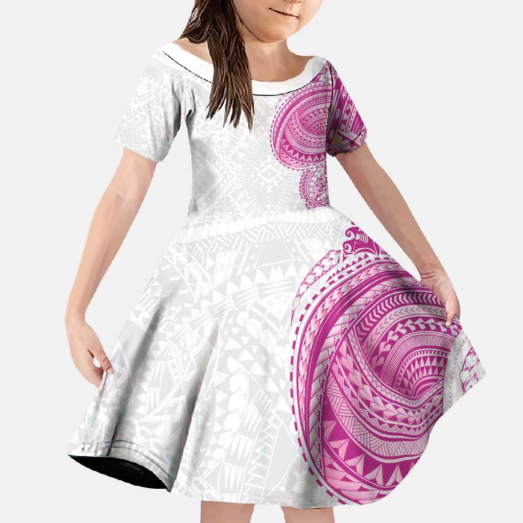 Traditional Polynesian Art Tattoos Family Matching Tank Maxi Dress and Hawaiian Shirt Pink Color - Polynesian Pride