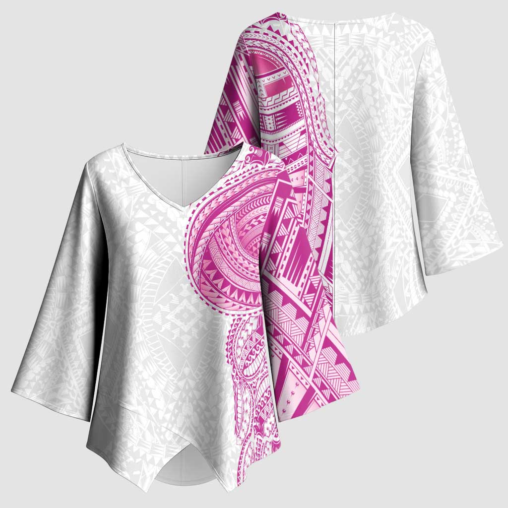 Traditional Polynesian Art Tattoos Kimono Sleeve Blouse Pink Color LT03 - Polynesian Pride