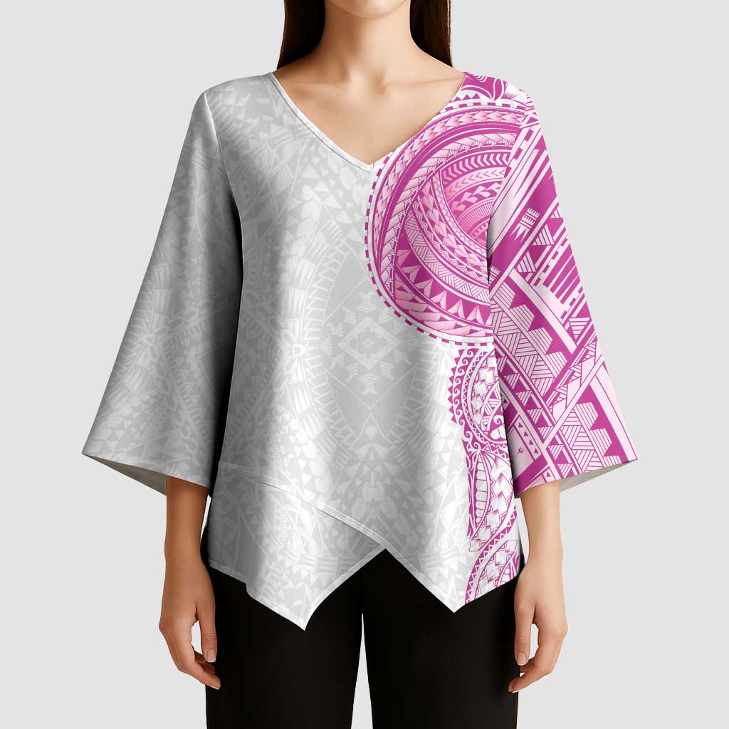 Traditional Polynesian Art Tattoos Kimono Sleeve Blouse Pink Color LT03 - Polynesian Pride