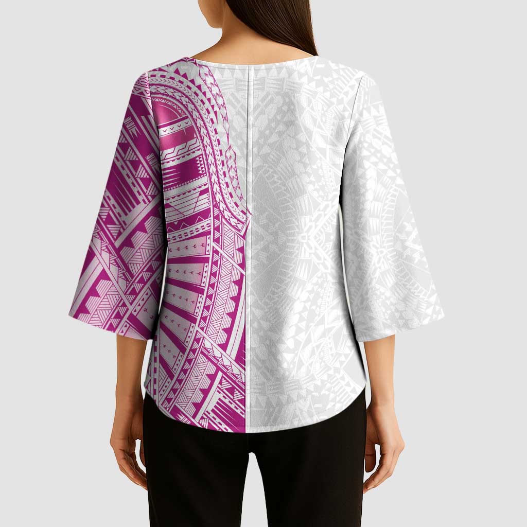 Traditional Polynesian Art Tattoos Kimono Sleeve Blouse Pink Color LT03 - Polynesian Pride