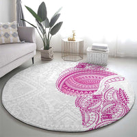 Traditional Polynesian Art Tattoos Round Carpet Pink Color - Polynesian Pride