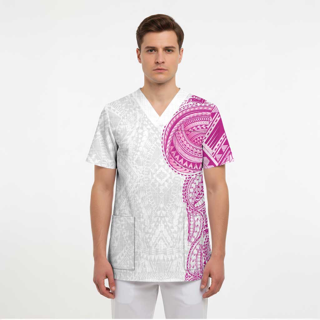 Traditional Polynesian Art Tattoos Scrub Top Pink Color LT03 - Polynesian Pride