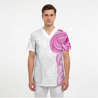 Traditional Polynesian Art Tattoos Scrub Top Pink Color LT03 - Polynesian Pride