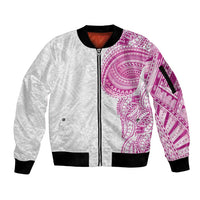Traditional Polynesian Art Tattoos Sleeve Zip Bomber Jacket Pink Color - Polynesian Pride