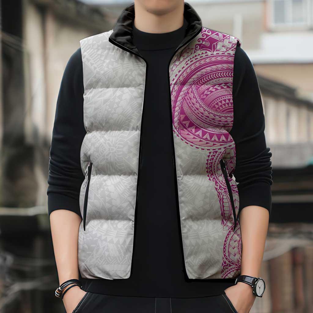 Traditional Polynesian Art Tattoos Sleeveless Puffer Jacket Pink Color LT03 - Polynesian Pride