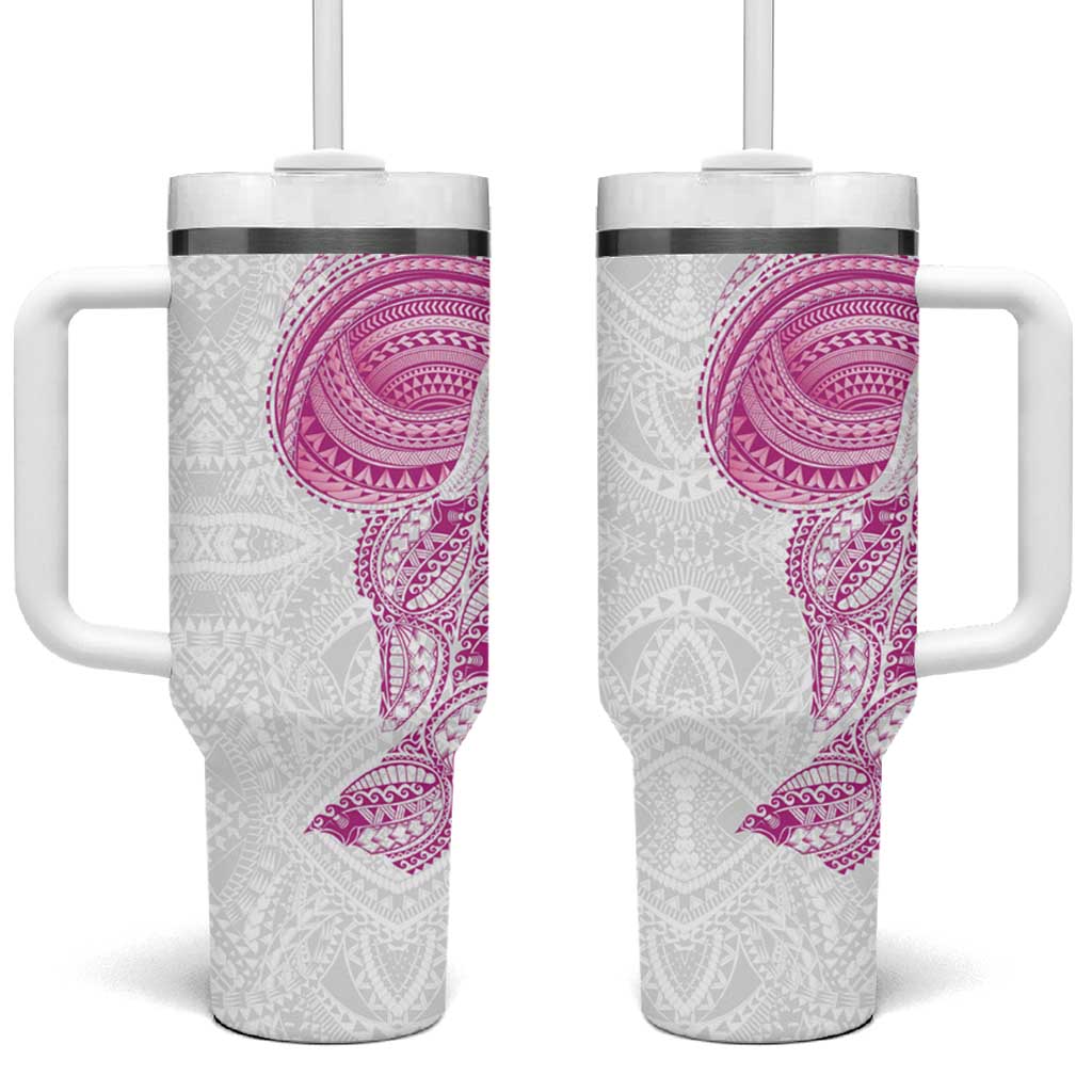 Traditional Polynesian Art Tattoos Tumbler With Handle Pink Color - Polynesian Pride