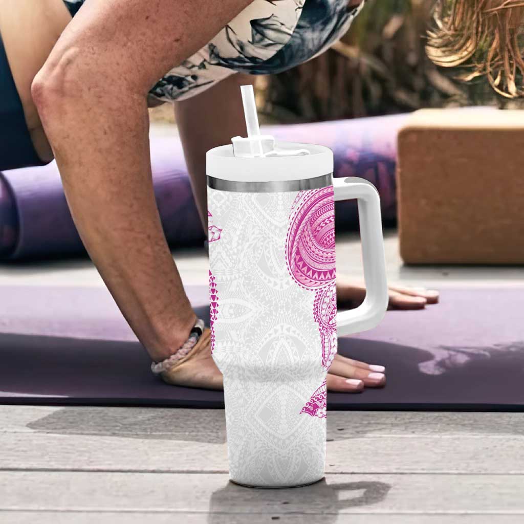 Traditional Polynesian Art Tattoos Tumbler With Handle Pink Color - Polynesian Pride