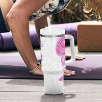 Traditional Polynesian Art Tattoos Tumbler With Handle Pink Color - Polynesian Pride